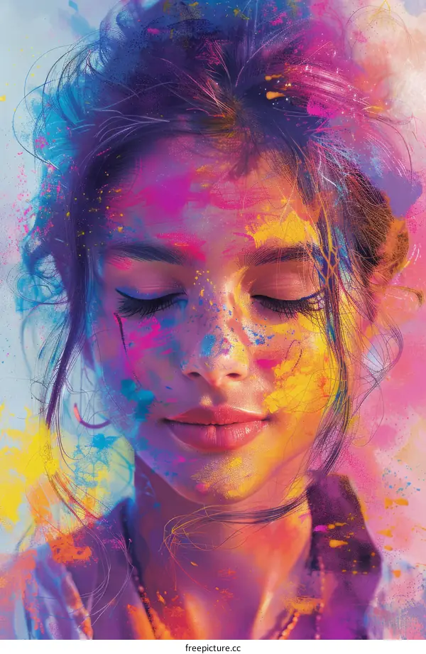 Colorful Portrait of a Young Woman with Face Paint