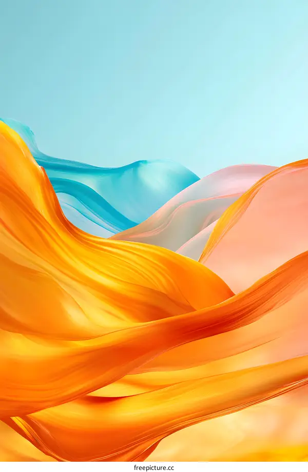 Abstract Orange Yellow Blue and Pink Curved Lines Wallpaper