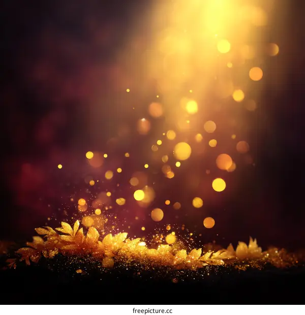 Golden Sparkling Background with Bokeh Effect