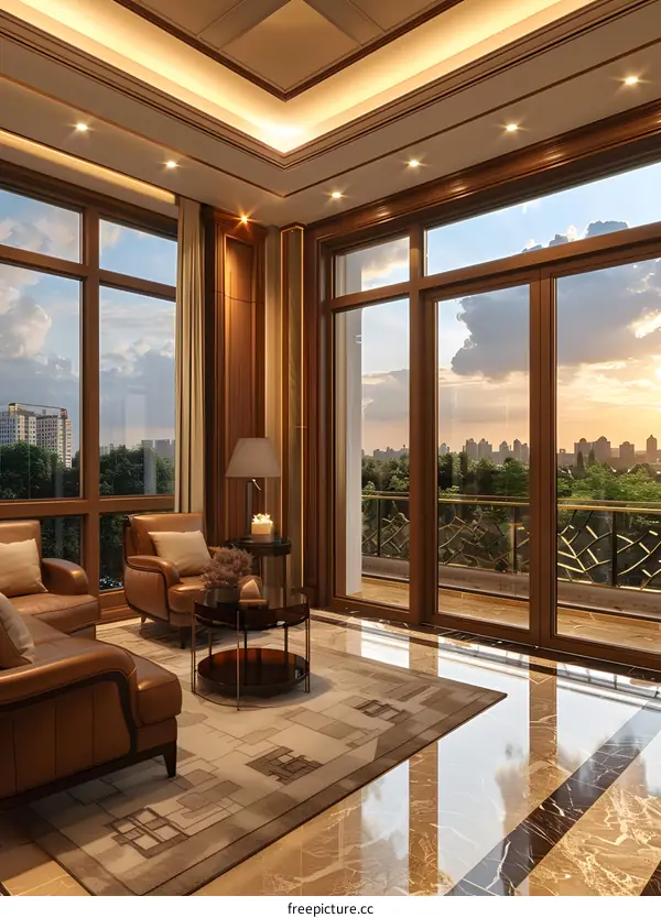 Luxurious Living Room with City View