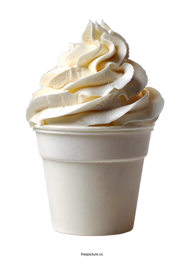 [Transparent Background PNG]White whipped cream in white plastic cup