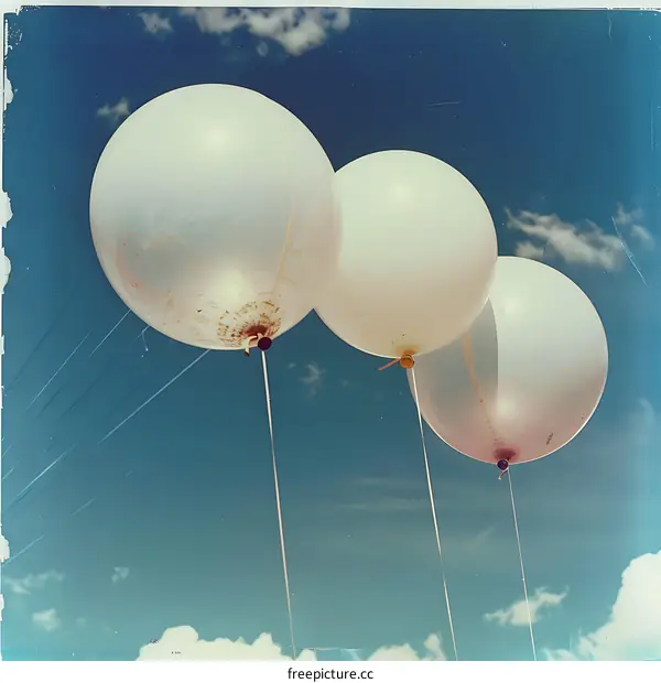 White Balloons in the Blue Sky
