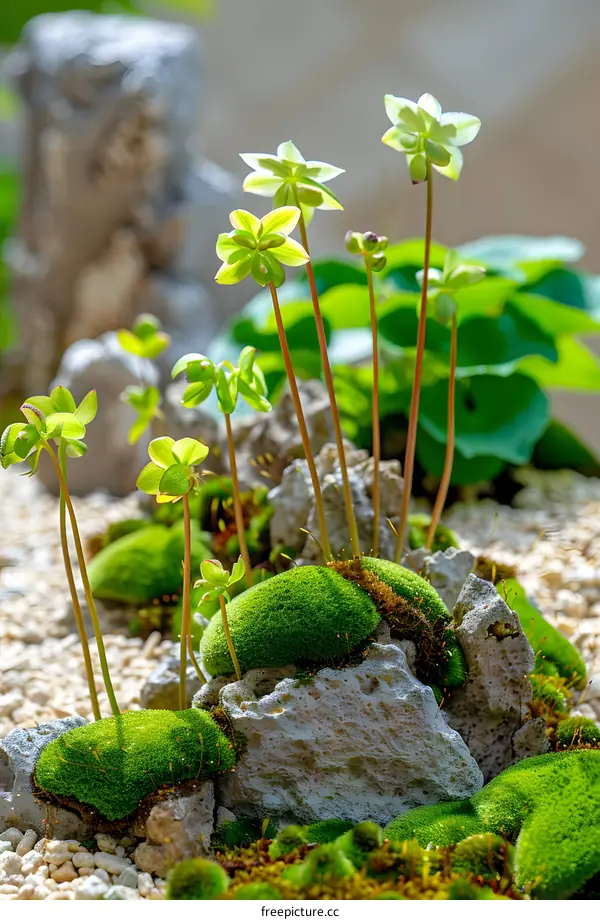 Green Moss Growing on Rocks