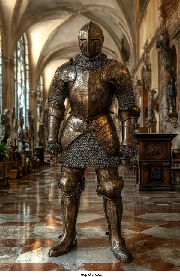 Medieval Knight Armor Display in a Historical Building