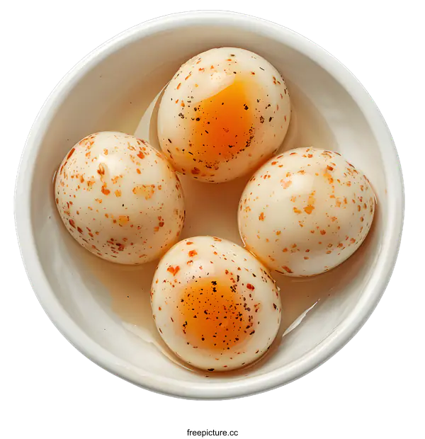[Transparent Background PNG]Four Spotted Eggs in a Bowl