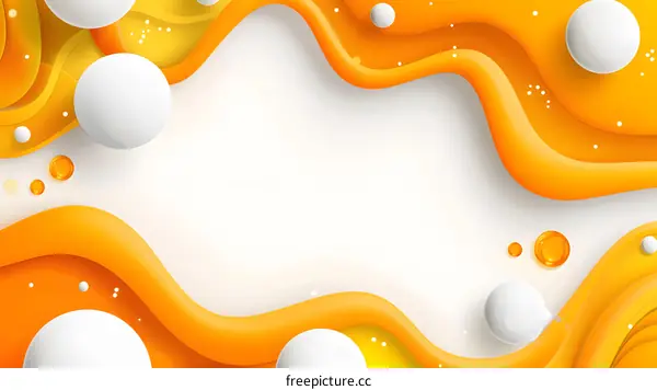 Abstract Orange And White 3D Waves Background