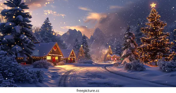 Snowy Village on Christmas