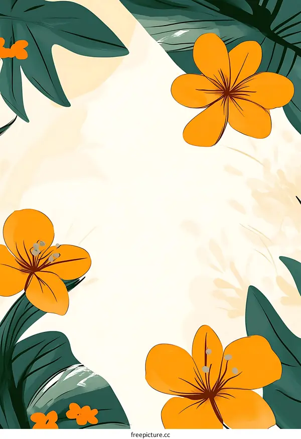 Tropical Floral Border Illustration