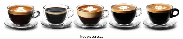 Different Types of Coffee in Glass Cups