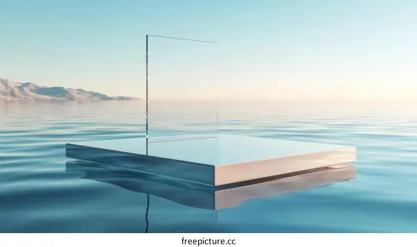 Modern Abstract Glass and Metal Platform on Water