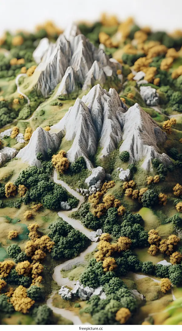 Mountain Range with Winding Path