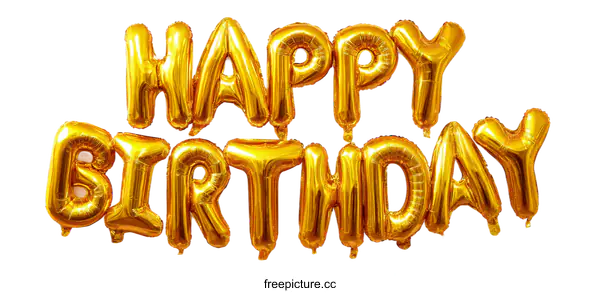 [Transparent Background PNG]Golden Happy Birthday Balloons