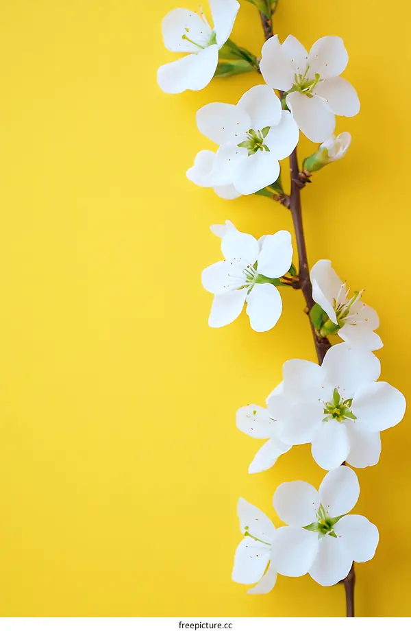 White Flowers on Yellow Background