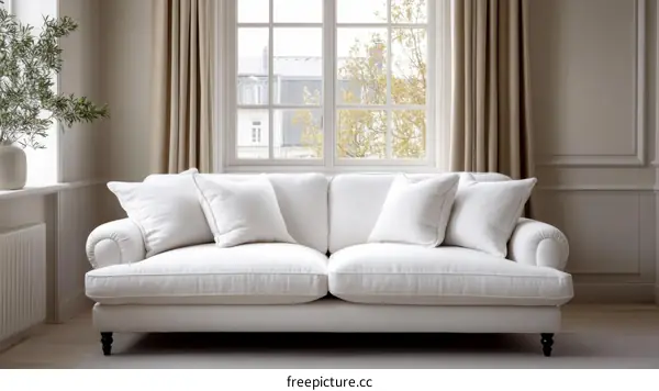 White Sofa in a Classic Living Room