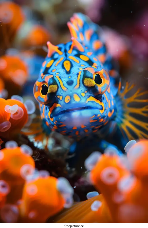 A Vivid Blue and Orange Fish with Big Eyes