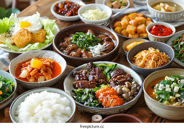 Korean Food on a Table