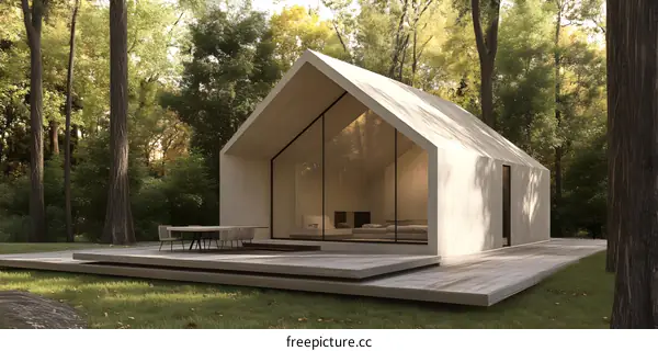 Minimalist Concrete Cabin Surrounded by Trees