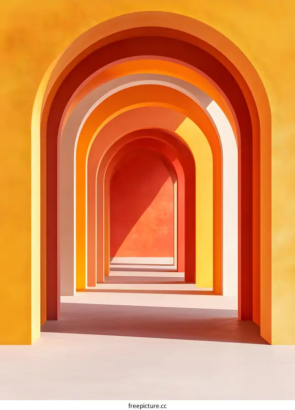 Abstract Architecture with Colorful Arches