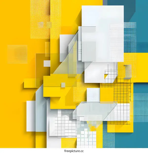 Abstract Geometric Pattern Design in Yellow, White and Blue Colors