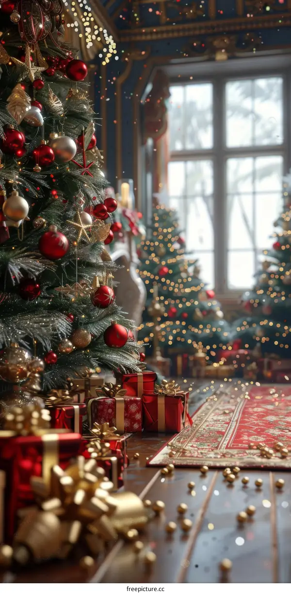 Family by the Christmas Fireplace