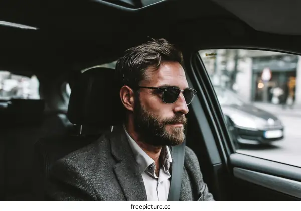 Businessman Driving in a Car