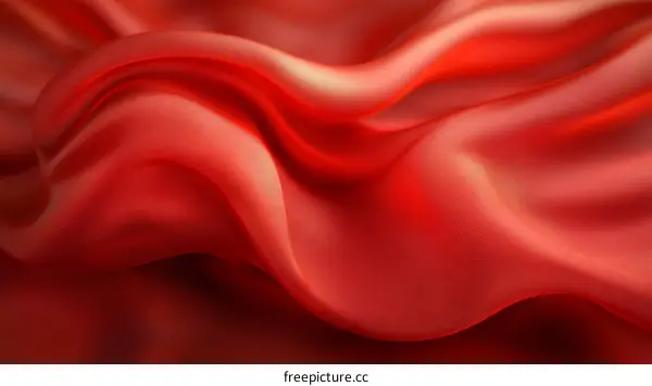 Closeup view of red silk fabric texture