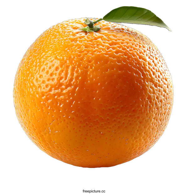 [Transparent Background PNG]Single Orange Fruit With Leaf
