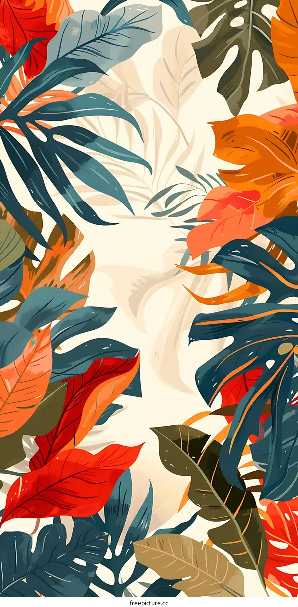 Tropical Leaves Abstract Art Illustration