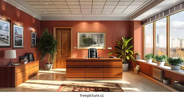 Luxury office interior with big windows