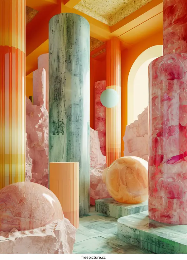 Colorful Abstract Interior Design Illustration