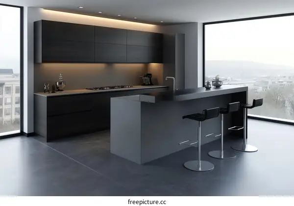 Modern Dark Kitchen Interior Design