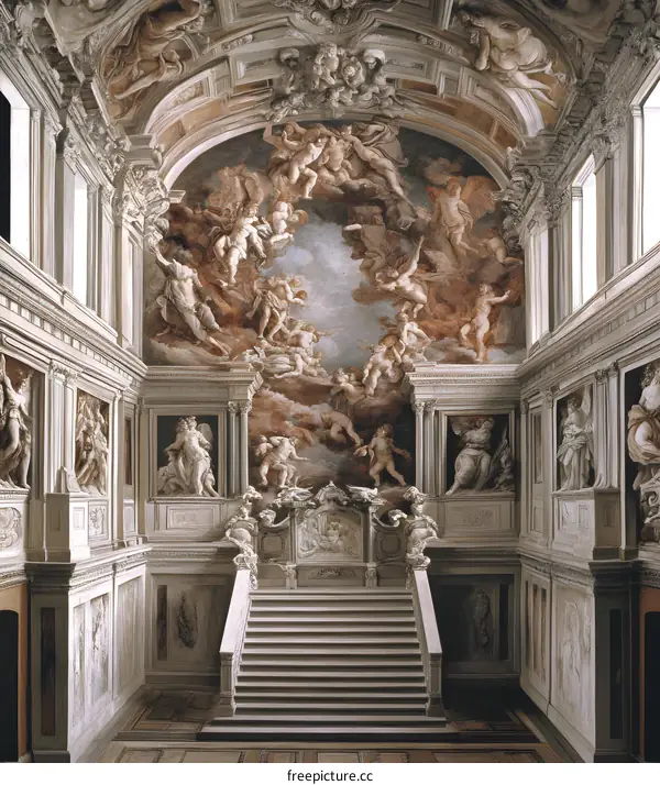 Ceiling Painting of Angels in an Italian Palace