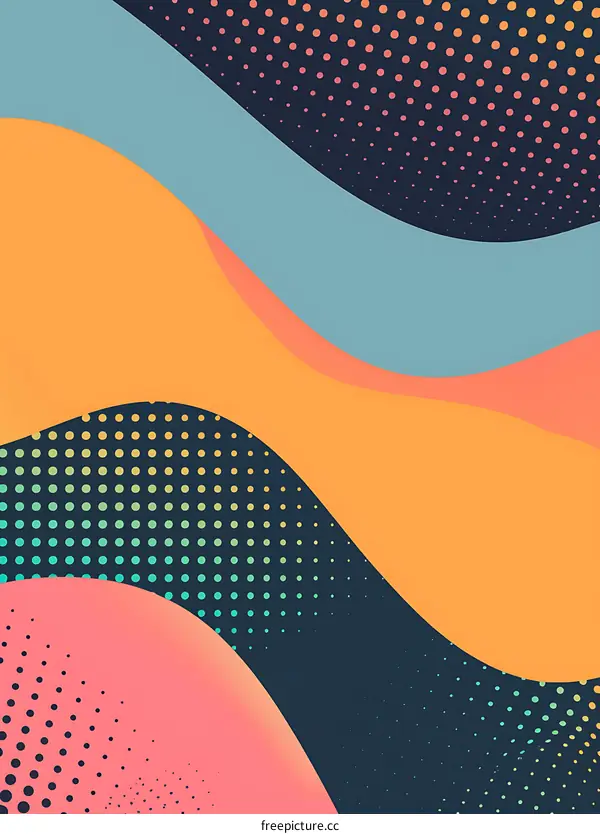 Abstract Colorful Background With Wavy Lines and Polka Dots