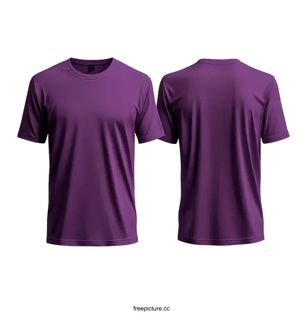 [Transparent Background PNG]Purple T-Shirt Mockup Front and Back View