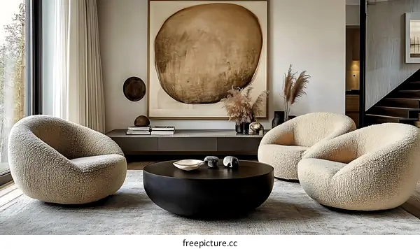 Modern Beige Living Room Interior Design
