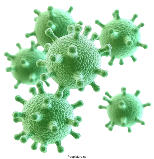 [Transparent Background PNG]Green Virus Particles Illustration