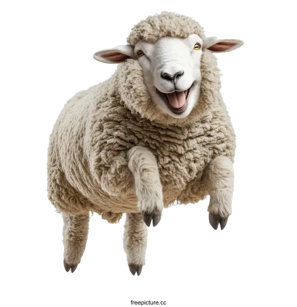 [Transparent Background PNG]Happy Sheep Jumping  Funny Animal Illustration