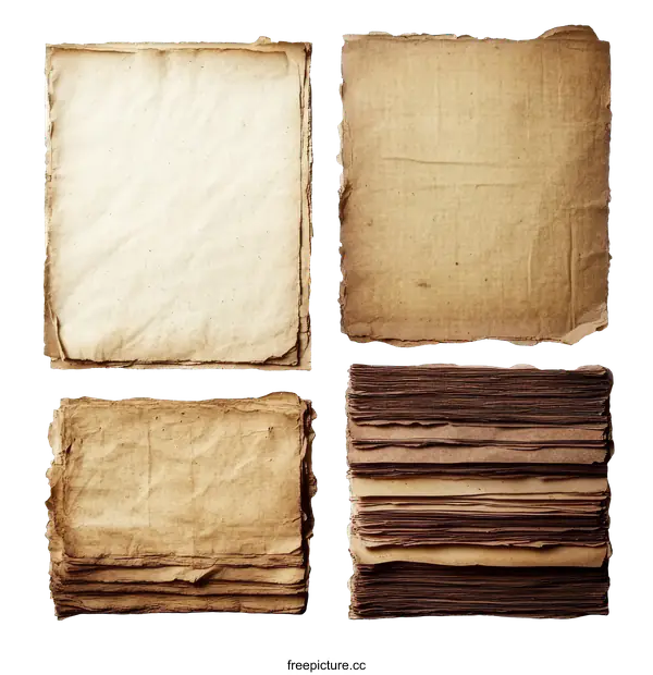 [Transparent Background PNG]Vintage Aged Paper Sheets Collection