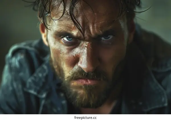 Closeup Portrait of Angry Man