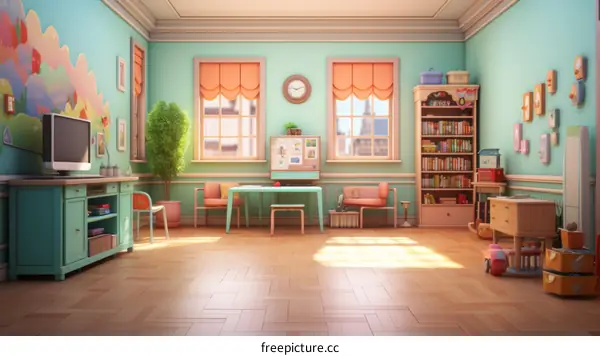 A classroom with a lot of educational toys and books