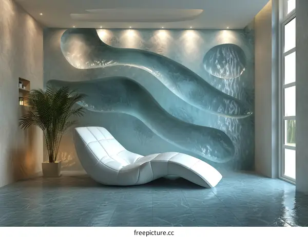 Modern Relaxation Room Design with Unique Wall Decor
