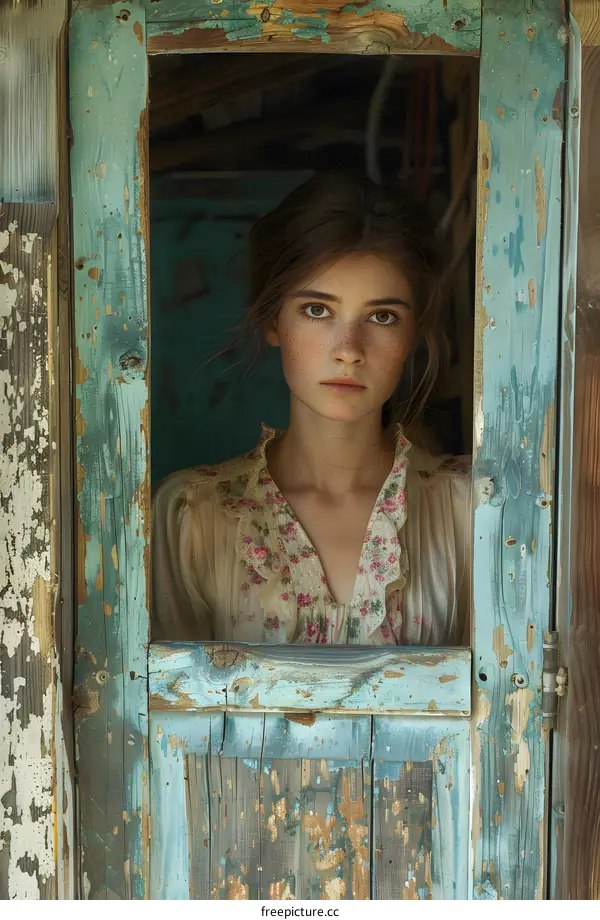 portrait of a girl in a rustic setting