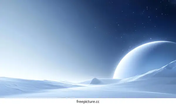Frozen Planet Landscape with Celestial Body