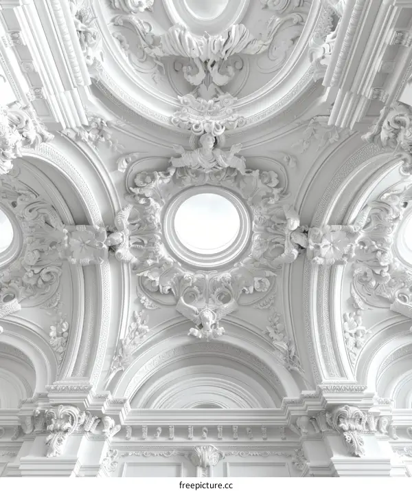 Ornate White Ceiling Architecture Detail