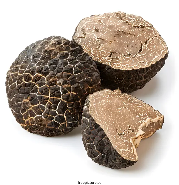 Black Truffles on White Background