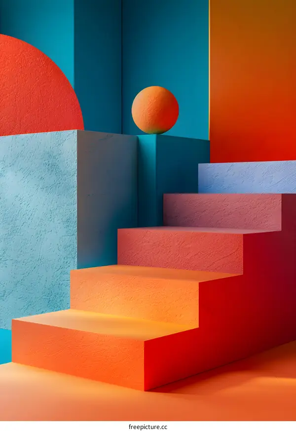 Abstract Stairs with Geometric Shapes