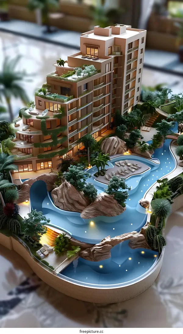 Palm trees and swimming pool near luxury homes