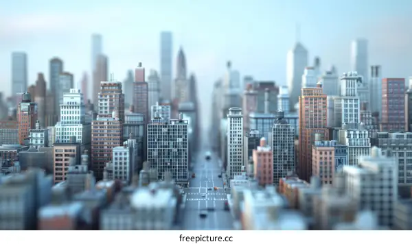 Cityscape Illustration with Detailed Buildings