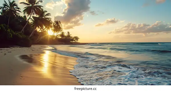 Golden Sunset over the Tropical Beach
