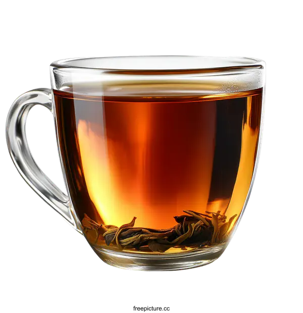 [Transparent Background PNG]Glass Teacup with Dark Brewed Tea